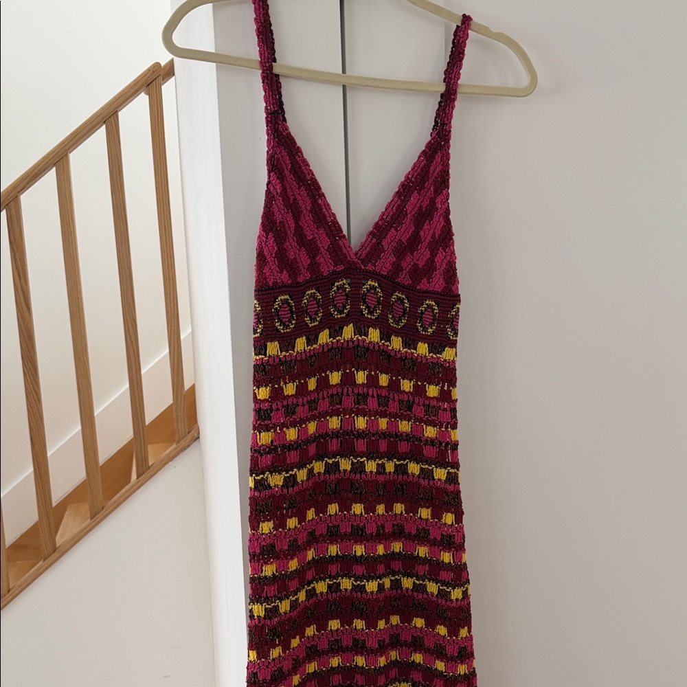Zara Burgundy and Yellow Maxi Dress
